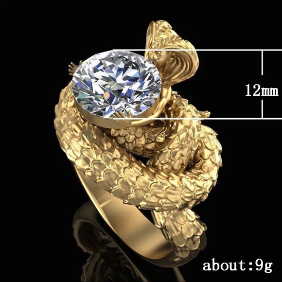 New Snake Shape Yellow Gold Exotic Party Ring - Picture 5 of 5